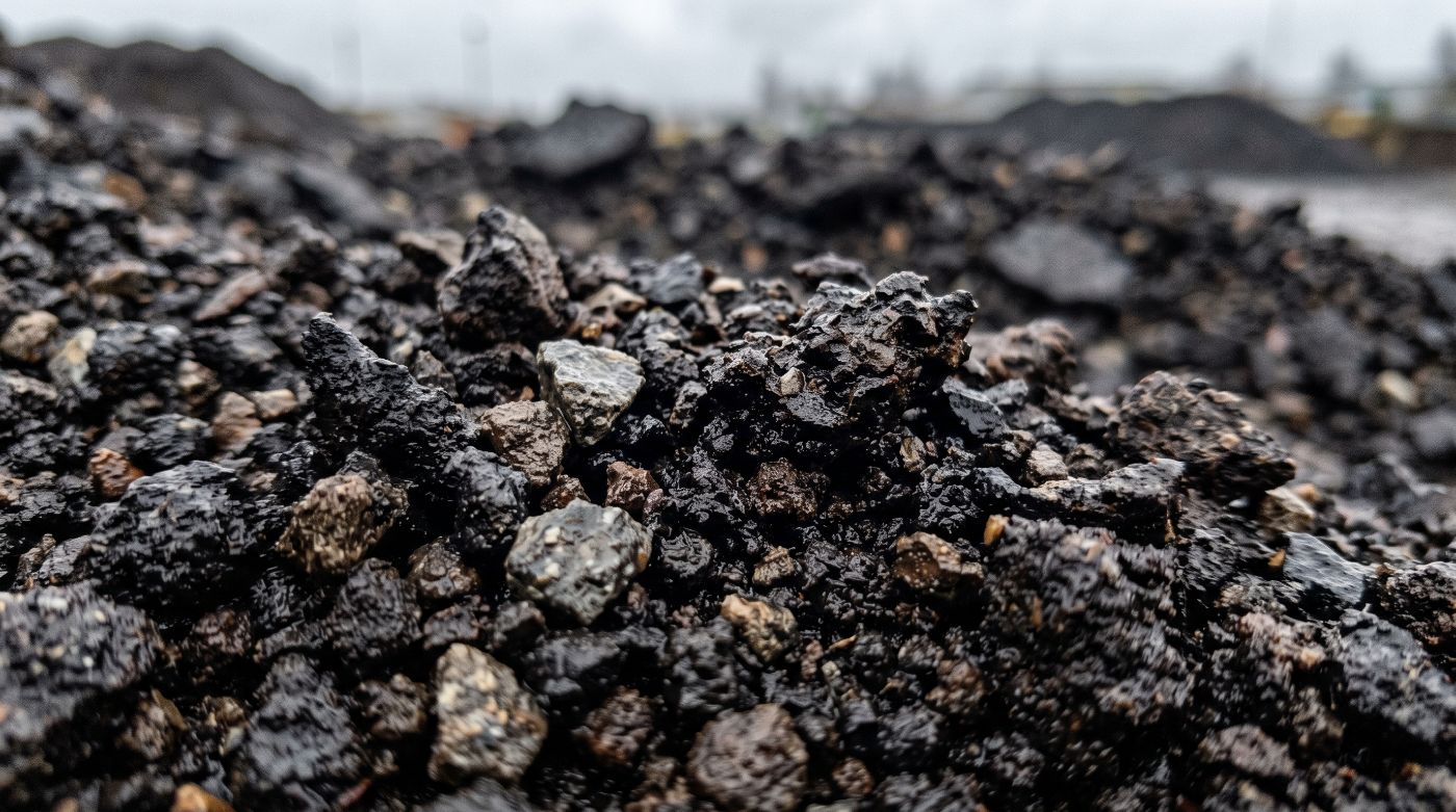 Close-up of reclaimed asphalt millings